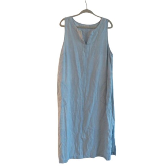 J. Jill Dresses & Skirts - J. JILL Light Denim Maxi Chambray Dress Coastal Lagenlook Minimalist Size XL P